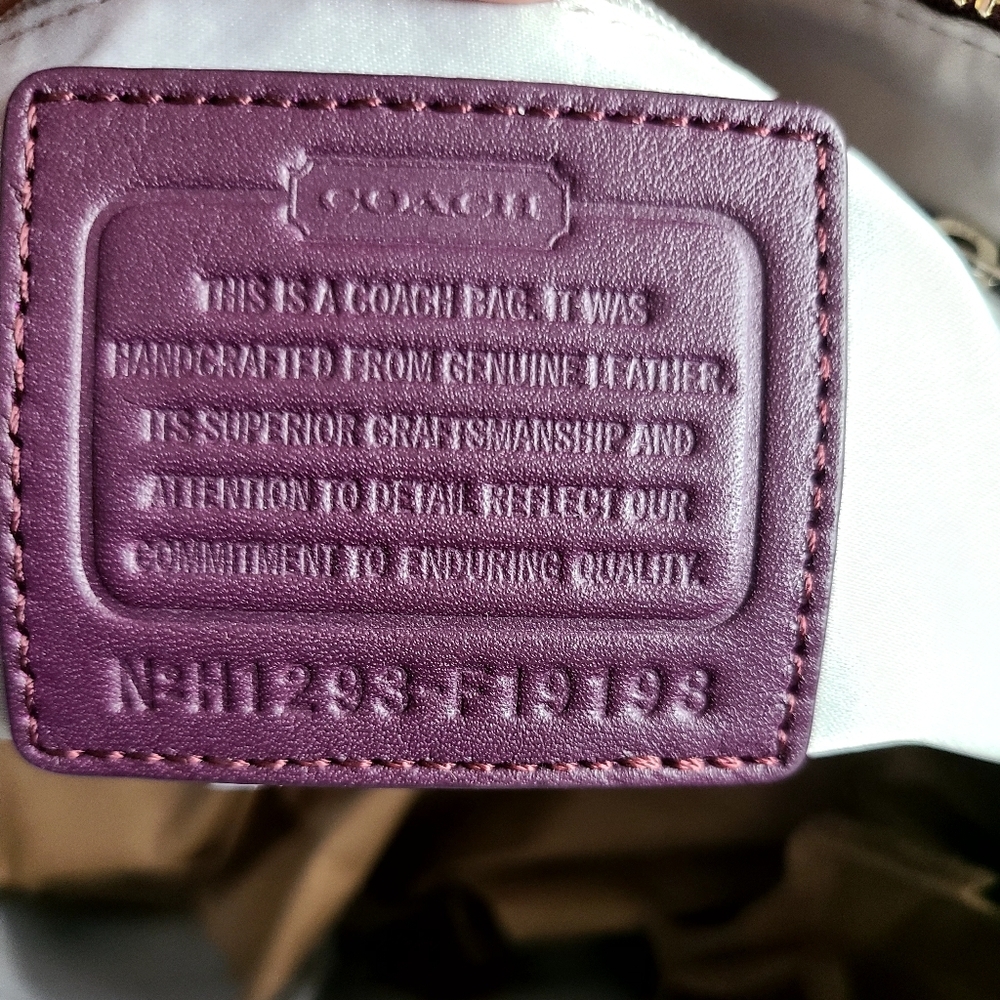 COACH Plum/ Burgundy Signature Patent Leather Tote - Picture 12 of 12